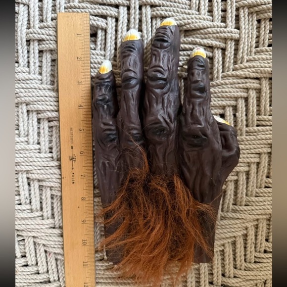 Brown Werewolf Monster Costume Gloves with Faux Fur Cosplay Adult Teen Size - Picture 3 of 4
